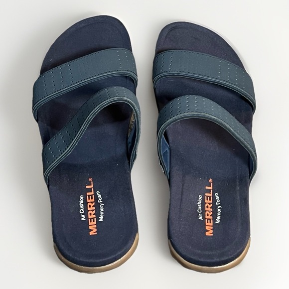 Merrell Womens Slide Sandals Air Cushion Memory Foam  Blue Size  7 - Picture 4 of 9